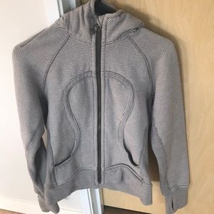 Grey and white stripe Lulu Lemon “Scuba” hoodie